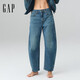 蓋璞女裝秋季款街頭高腰微彈寬松經(jīng)典彎刀牛仔褲長(cháng)褲美版770740