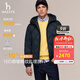 哈吉斯（HAZZYS）男裝 冬季【鵝絨】連帽羽絨服菱格短款厚外套男衣服ASFZU0CDX07 藏青色NV XL （180/100A 50）