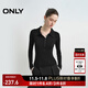 ONLY2025夏季新款簡(jiǎn)約撞色門(mén)襟拼接袖口正肩針織衫女|125324028 H1Z黑色 M