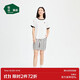 松山棉店萌寵條紋短袖短褲套裝情侶睡衣夏棉莫家居服寬松女士-白色XL