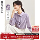 尚都比拉優(yōu)雅氣質(zhì)輕熟時(shí)尚飄帶領(lǐng)襯衫女長(cháng)袖雪紡衫通勤百搭上衣 紫色 M 