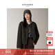 玖姿·安娜蔻千金瑪德琳單排扣圓領(lǐng)羊毛短大衣雙面呢女2025冬季新款 黑灰 S