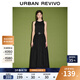 UR2025夏季新款女拼接設計感金屬扣腰帶無(wú)袖連衣裙UWJ750011 正黑 (修身款) S