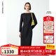 朗姿法式一字領(lǐng)設計感復古小香風(fēng)禮服裙優(yōu)雅冬季新款高級感連衣裙 黑色 L