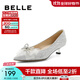 百麗（Belle）蝴蝶結高跟鞋女商場(chǎng)同款女神氣質(zhì)尖頭單鞋婚鞋BD401CQ3 銀色 35 (225mm)