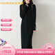 NOSSKISS奢侈高檔品牌羊毛連衣裙女2025秋冬新款半高領(lǐng)寬松直筒打底毛衣裙 黑色 M