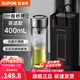 蘇泊爾（SUPOR）一鍵開(kāi)蓋玻璃杯雙層防燙茶水分離男士泡茶車(chē)載水杯便攜商務(wù)禮盒裝 【禮盒裝】茶濾款400ml