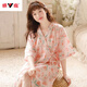 雅鹿日系和服睡袍女士薄款裙子綁帶浴袍睡衣夏天家居服夏季浴衣夏短袖 貝殼花 短袖睡袍 L 95-115斤