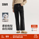 森馬（Semir）森柔牛仔|牛仔褲女港風(fēng)舒適闊腿褲顯瘦秋季女生純棉長(cháng)褲百搭 牛仔水洗黑98201 M