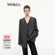 MO&Co.【C+系列】假兩件西裝2025秋新品無(wú)領(lǐng)墊肩廓形外套MBE3BLA018 深花灰色 XS /155