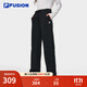 FILA FUSION斐樂(lè )潮牌針織長(cháng)褲女2025冬季新款時(shí)尚寬松加絨休閑褲 正黑色-BK M 165/66A/M