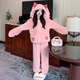 途尊珊瑚絨睡衣女秋冬季加絨加厚新款?lèi)?ài)心口袋法蘭絨家居服套裝可外穿 粉色套裝 L 建議（90-105斤）