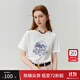 范思藍恩23FS13154白色印花寬松正肩短袖t恤女新款設計感小眾 米白色 S