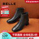 百麗（Belle）羊皮優(yōu)雅短筒時(shí)裝靴女冬季商場(chǎng)款顯瘦舒適短靴3LI40DD4 黑色 36 (230mm)