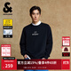 杰克·瓊斯（JACK&JONES）25年BSQ聯(lián)名秋季男裝圓領(lǐng)衛衣男純棉寬松休閑黑白色個(gè)性套頭上衣 E40黑色 常規 M （175）