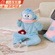鹿珊伍兒童丑魚(yú)連體睡衣秋冬季珊瑚絨加厚睡袍卡通大嘴魚(yú)搞怪家居服 丑魚(yú)連體睡衣【藍色】 140