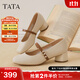 他她（TATA）白色瑪麗珍鞋女2025秋季新款粗跟單鞋女鞋小皮鞋7AC09AQ5 米白 37