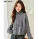 Mrdiane wei保暖毛衣女針織衫寬松冬裝時(shí)尚百搭打底衫上衣 灰色 均碼