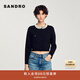 SANDRO2025秋冬經(jīng)典款女裝法式時(shí)尚黑色仿珠飾領(lǐng)口短款針織開(kāi)衫 黑色 M