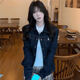 原色牛仔外套女2025新款春秋季美式水洗復古休閑穿搭短款上衣 深藍色 L (建議108-125斤))