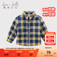 戴維貝拉（DAVE＆BELLA）加絨格子女童襯衣兒童襯衫男童長(cháng)袖上衣秋冬打底衫寶寶冬季中大童 藏青橘黃格 90 cm(3Y(建議身高80-90cm))
