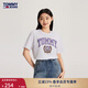 TOMMY JEANS春夏女裝純棉美式學院復古潮流徽章印花寬松圓領短袖T恤上衣 白色YBR M