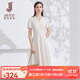 經(jīng)典故事（JANE STORY）白色泡泡袖蕾絲連衣裙女2024夏季修身V領(lǐng)氣質(zhì)長(cháng)裙法式垂墜感裙子 杏金色 XL