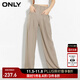 ONLY秋季通勤百搭高腰西裝褲收腰闊腿休閑褲女|124114056 E11 腰果沙色 165/68A/M