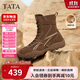 他她TATA拳擊靴2025運動(dòng)阿甘鞋加絨女鞋時(shí)尚短靴 啡色 38