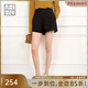 美洋（MEIYANG）馬丁尼西褲短褲高腰顯瘦A字闊腿褲西服短褲時(shí)尚百搭休閑褲女 黑色 L