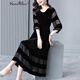 卡搭（kraallda）真絲絨連衣裙女2025新款法式輕奢名媛顯瘦裙高端大牌氣質(zhì)小黑裙 黑色 M  [適合105-115]斤