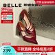 百麗（Belle）珍妮女孩包頭涼鞋女商場(chǎng)款氣質(zhì)高跟鞋3Y6E2BK4 酒紅 35