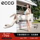 愛(ài)步（ECCO）一字帶涼鞋女 倪妮同款夏季高跟增高涼鞋羅馬涼鞋  塑雅213343 石灰色21334301378（牛皮革）   35 （偏大，建議選小一碼）