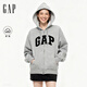 蓋璞男女裝秋季款LOGO拉鏈抓絨寬松衛衣休閑外套美版851516