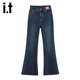 izzueit水洗復古女士牛仔褲春季款辣妹風(fēng)高腰百搭修身微喇叭褲子女