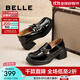 百麗（Belle）牛皮舒適樂(lè )福鞋女2025春新商場(chǎng)同款通勤百搭鞋D7E1DAA5 黑色-跟高6CM 37 (235mm)
