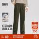 森馬（Semir）休閑褲女冬純棉燈芯絨半松緊腰打褶寬松闊腿褲工裝褲101724127004