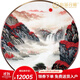 伯莎丹頓蘇繡玄關(guān)圓形山水畫(huà)掛畫(huà)客廳新中式電視柜裝飾畫(huà)書(shū)房真絲手工刺繡 鴻運當頭 80* 80