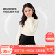 左西女童打底衫半高領(lǐng)長(cháng)袖T恤兒童上衣2025新款女孩保暖衣 奶白色 140