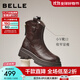 百麗（Belle）復古彈力靴女25冬新款商場(chǎng)款粗跟增高顯瘦彈力短靴E5E1DDZ5預售 咖啡色 37