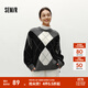 森馬（Semir）森柔|毛衣女冬菱形格撞色落肩圓領(lǐng)寬松套頭衫慵懶學院風毛衫 灰黑色調(diào)00329 XL