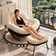 法思丹搖椅大人躺椅家用陽(yáng)臺休閑單人客廳2025新款輕奢懶人搖搖椅沙發(fā)椅 【米白色-親膚雪尼爾】黑色貓抓皮底座+腳凳