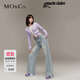 MO&Co.牛仔褲春夏匠心洗褪磨白淺藍色棉質(zhì)高腰及地直筒褲摩安珂 牛仔淺藍色-第2批 XS