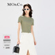 MO&Co.圓領(lǐng)短袖修身收腰短款露臍彈力T恤上衣時(shí)髦洋氣上裝女摩安珂 灰綠色 M 165