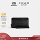 蔻馳（COACH）奧萊男士雙拉鏈旅行錢(qián)包 QB/炭黑色/黑色