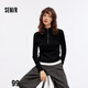 森馬（Semir）毛衣女短款撞色假兩件百搭女士?jì)却钋锇腴_(kāi)襟修身毛衫107524107006