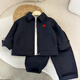 歡帥男童秋裝夾克行政套裝 2025新款痞帥中小童行政裝男孩休閑外套 藏青色行政套裝【贈送胸針】 【原版】 73 cm 建議正碼正拍