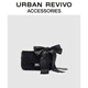 URBAN REVIVO2025冬季新款女士絲絨燙鉆單肩斜挎包UAWB50242 黑色