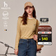 哈吉斯（HAZZYS）女裝 春秋款女【PHIZ系列】條紋長(cháng)袖T恤ABTSE0BCX01 米色BI L (165/88A 40)