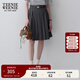 Teenie Weenie小熊女裝春夏休閑時(shí)尚高腰百褶半身裙可拆卸腰帶短裙 深灰色 S (160)